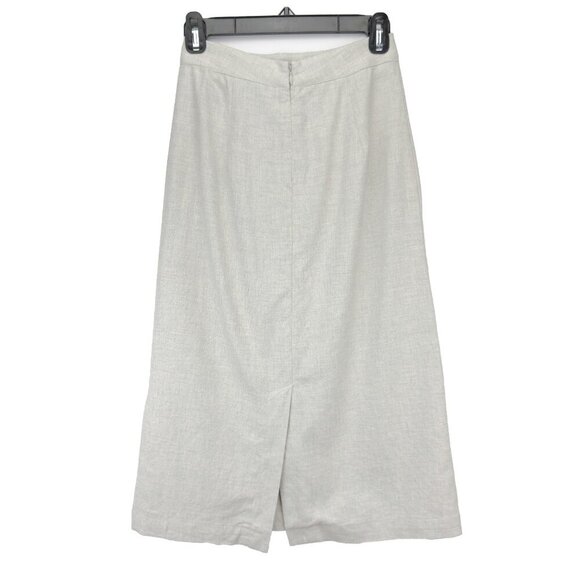 FRANK & OAK Cotton Linen Midi Office Minimalist Academia Pale Gray Skirt s XS - Picture 5 of 9